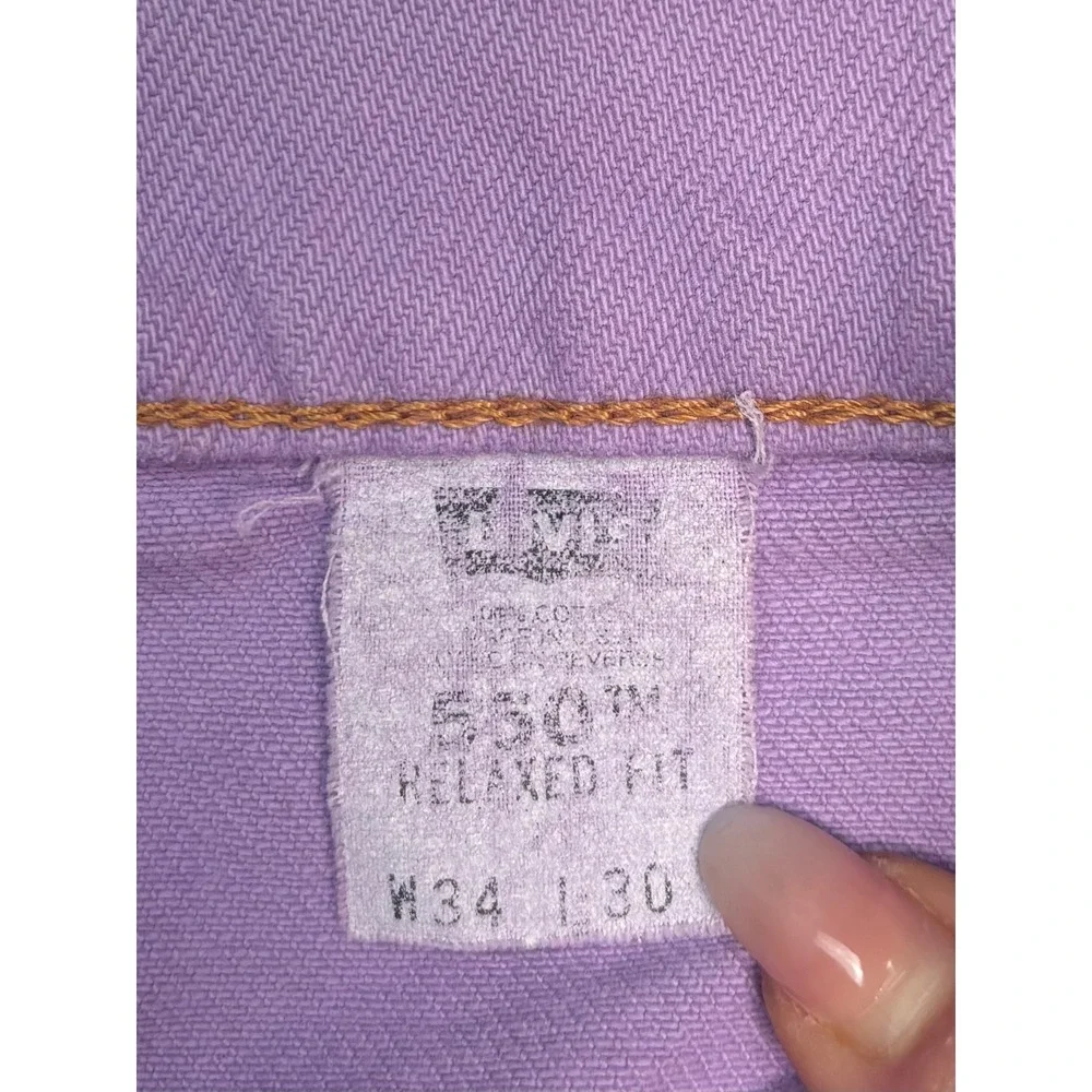 Vintage Levis 550 Purple Denim Cut Off Shorts High Waisted Distressed W34